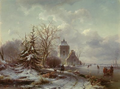 Winters tafereel door Andreas Schelfhout